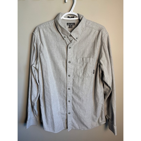 Eddie Bauer Other - Eddie Bauer Mens Gray Herringbone Flannel Shirt L Classic Fit Outdoor Preppy